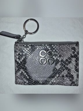 Coach Snake-Print Card Coin Pouch with Key Ring